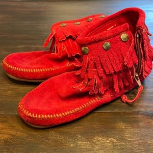 Women’s size 9 red suede moccasins